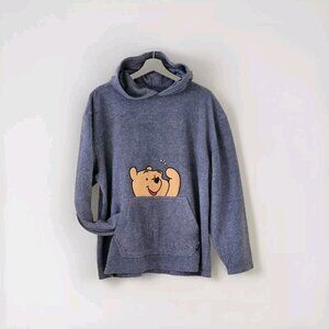 Disney Pooh Hoodie Womens XL Gray Fleece Kanga Pocket Vintage Y2K Preppy Boho
